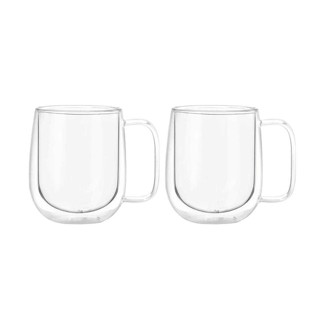 Set 2 Tazas de Vidrio Doble Pared 300ml con Asa