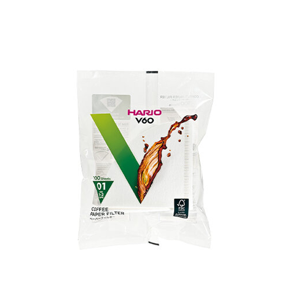 Filtros de Papel Hario V60-01 — Pack 100 Unidades